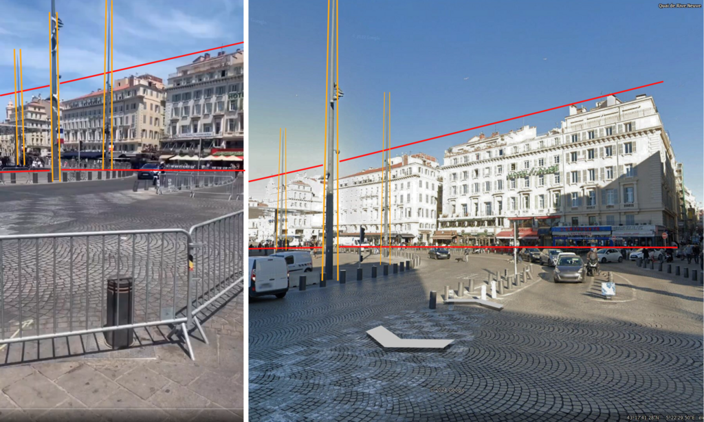 La scène a été filmée par un piéton, sur le Vieux-Port de Marseille au niveau du quai des Belges, le 14 juillet 2024.