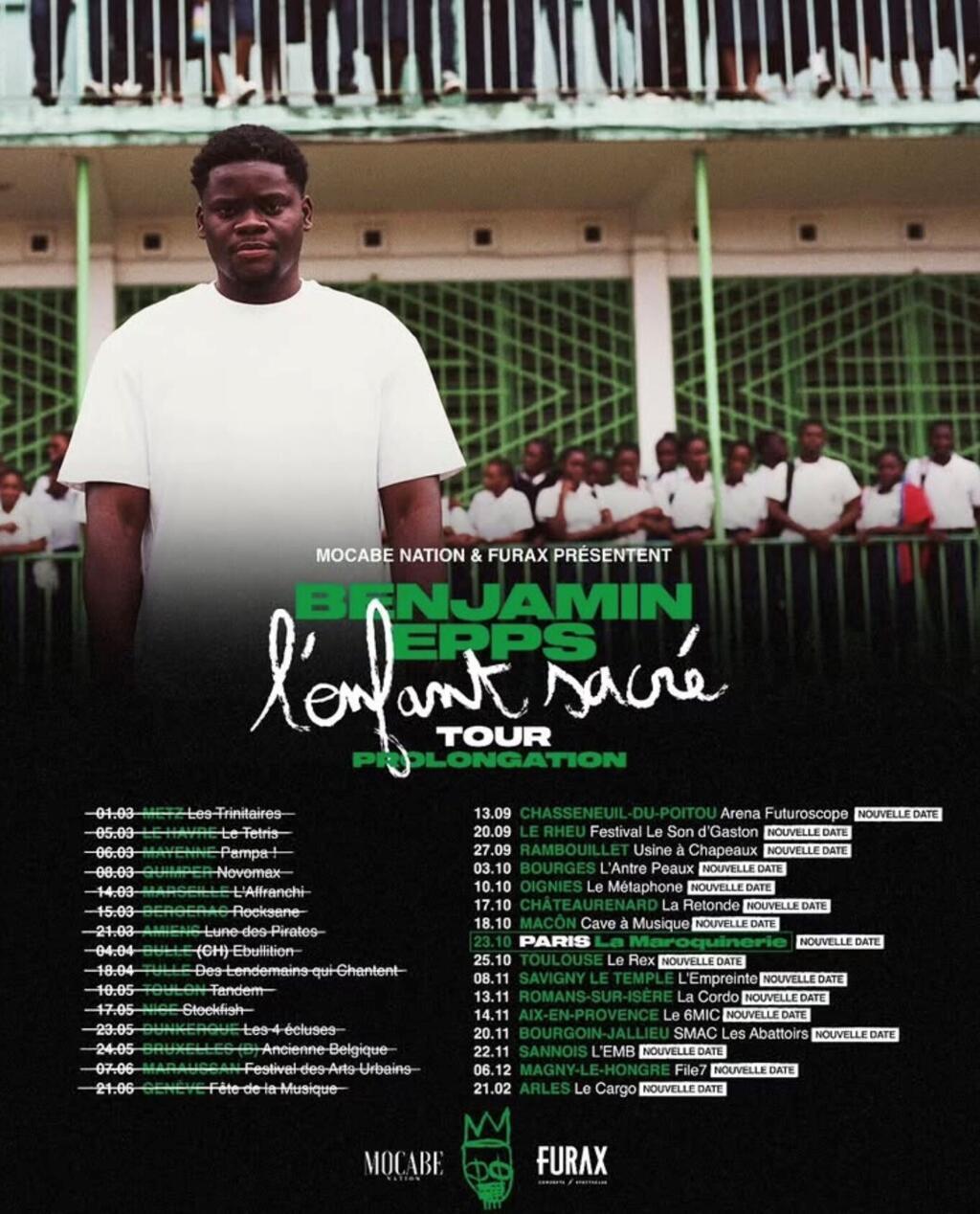 Les prochaines dates de la tournée de Benjamin Epps.