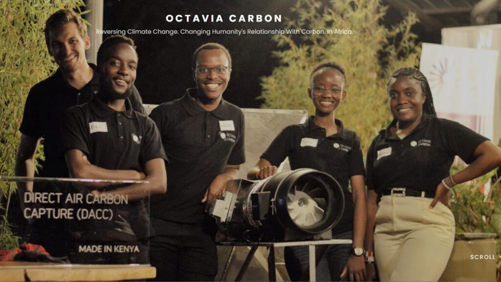 L'équipe d'Octavia Carbon. Leur machine peut récupérer jusqu’à quatre tonnes de CO2 par an qui peuvent ensuite être réutilisées pour des boissons pétillantes ou renforcer des matériaux de construction.