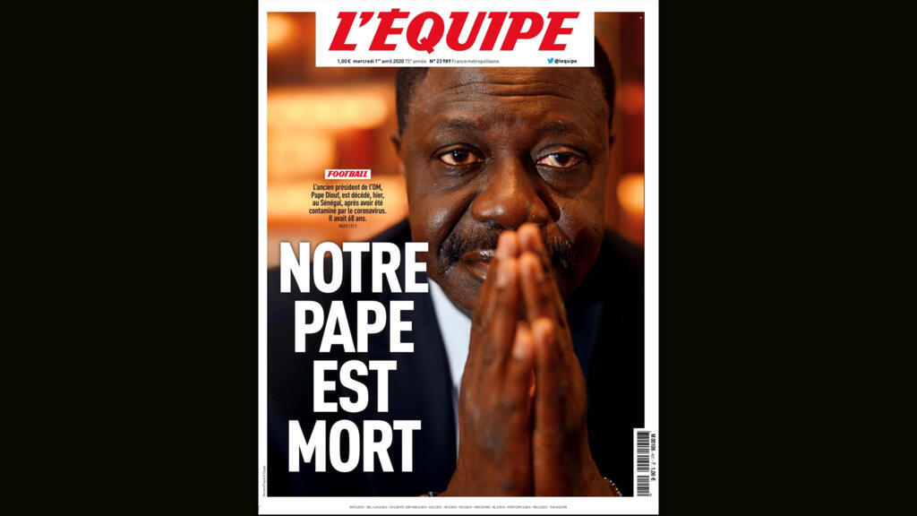 «Notre Pape est mort», L'Équipe, 1er avril 2020.