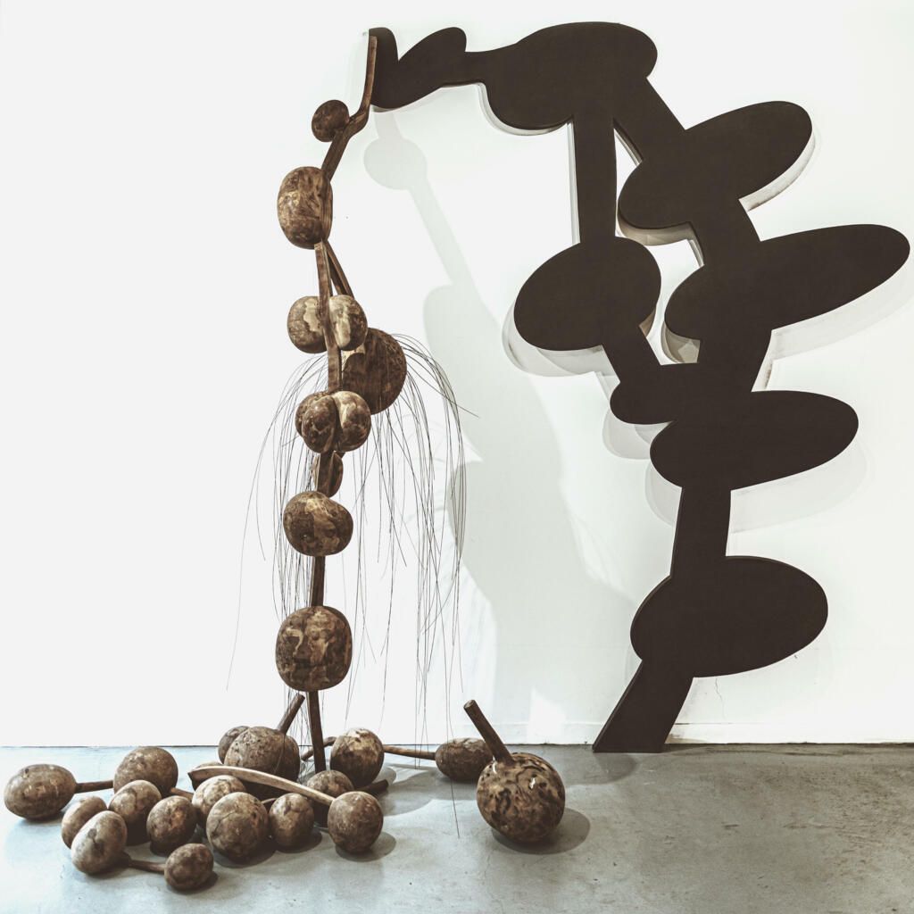 Frans Krajcberg, Boules de palétuviers, compensados, pigmentos naturais, 280x230x100cm, 1991,