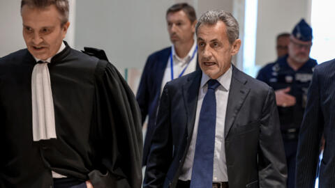 L'ancien président français Nicolas Sarkozy à son procès pour financement illégal de campagne depuis la Libye, au tribunal de Paris, le 27 mars 2025.