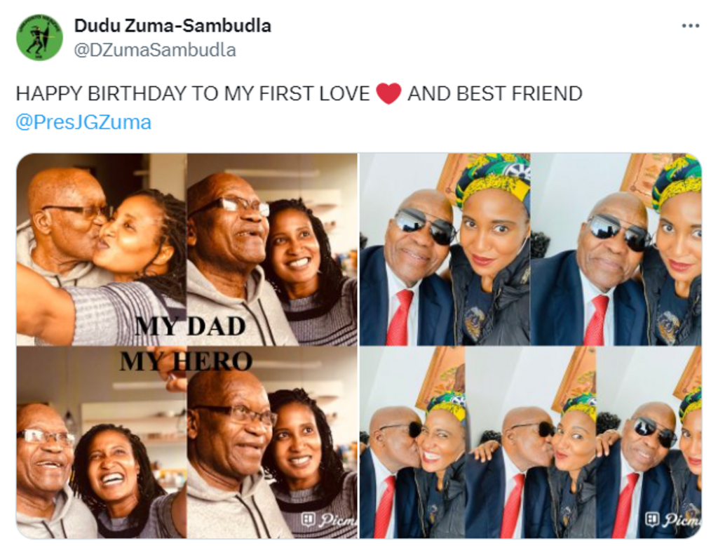 Mélange  de la politique et de vie privée, Zuma-Sambudla fête l'anniversaire de son père.
