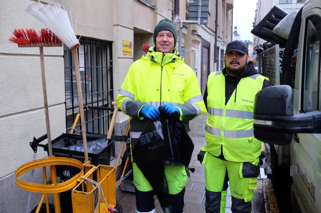 Marek et Paulo, employés de Samhall, dans les rues de Stockholm