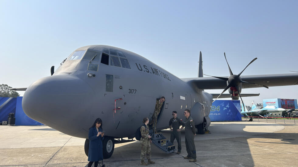 Military plane made by U.S.-firm Lockheed Martin at the Vietnam International Defense Expo held in Hanoi, Vietnam, Thursday, Dec.19, 2024.