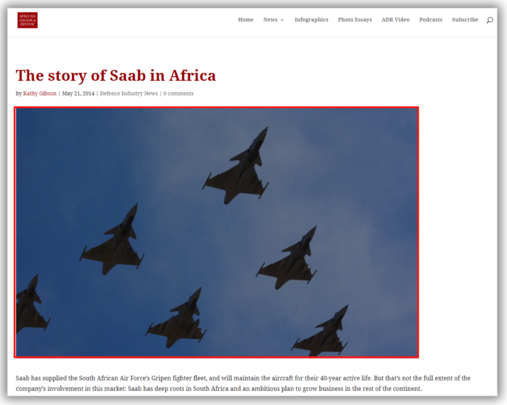 Cette photo a été publiée dans un article de l'African Defense Review le 21 mai 2014.
