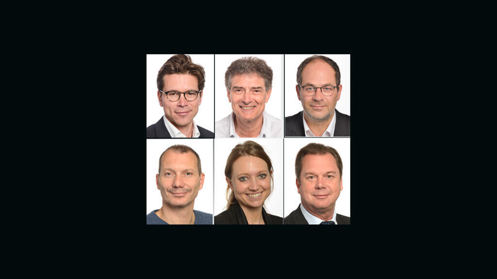 En haut, de gauche à droite: Geoffroy Didier, Pascal Durand, Emmanuel Maurel. En bas, de gauche à droite: Didier Cormand, Aurore Lalucq, Jérôme Rivière.