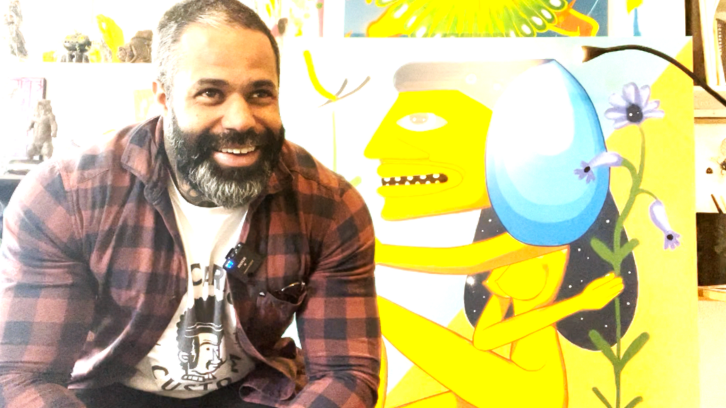 O artista de rua brasileiro Nhobi