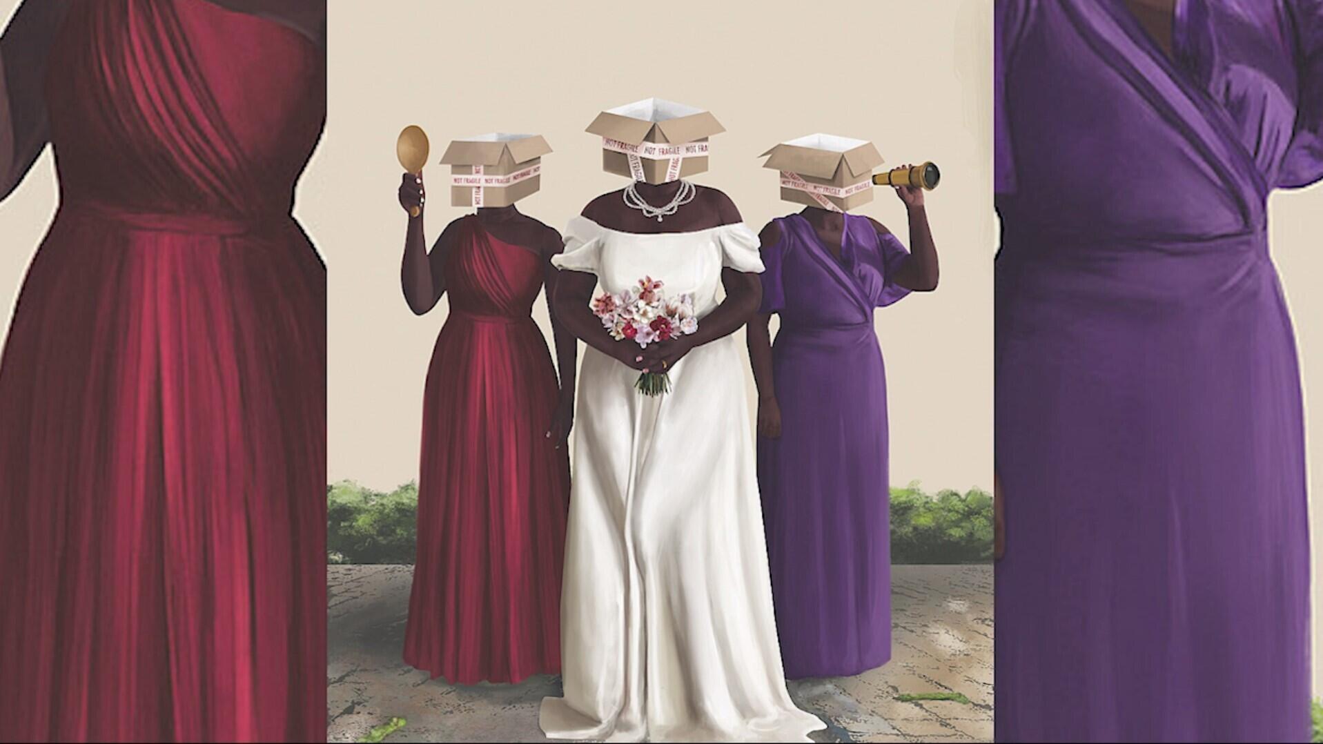 • « Wine Dresses » (2022), œuvre de Charlene Komuntale dans l’exposition « Sit With Me - The Diary of a Free Thinker », présentée par la galerie ougandaise Afriart Gallery.