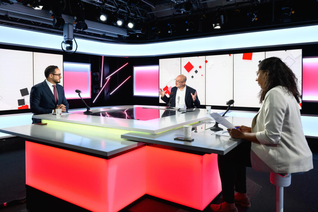 Le plateau du grand invité de l'économie RFI - Jeune Afrique avec Gregory Clerc (Castel)