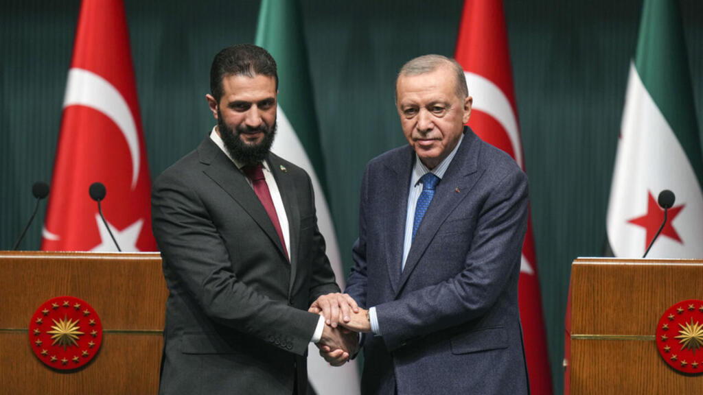 Turkish President Recep Tayyip Erdogan (right), met Ahmad al-Sharaa (left) just after he came to power in Syria.