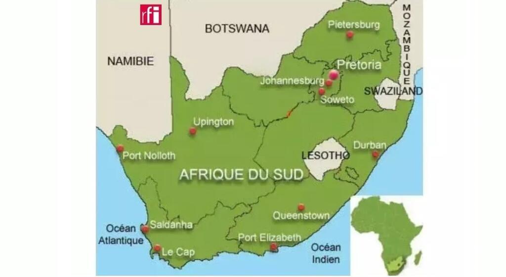 存档地图 / 非洲 ： 南非。RFI archive / Afrique du Sud (RSA) : carte du pays.
