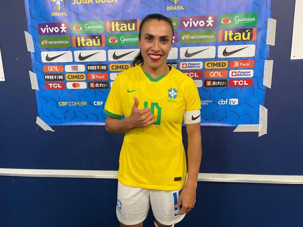 Marta Silva, da seleção brasileira de futebol feminino, depois do empate contra a Finlândia em Caen, no norte da França, em 22 de fevereiro de 2022.