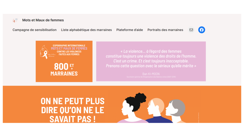 La page d’accueil du site de l’association Les mots et maux des femmes.