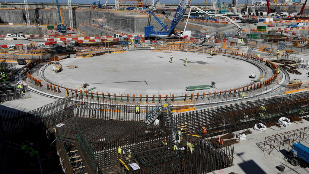 Construction d'un réacteur EPR, projet d'extension de la station nucléaire d'Hinkler, au Royaume-Uni. Photo prise en septembre 2019.