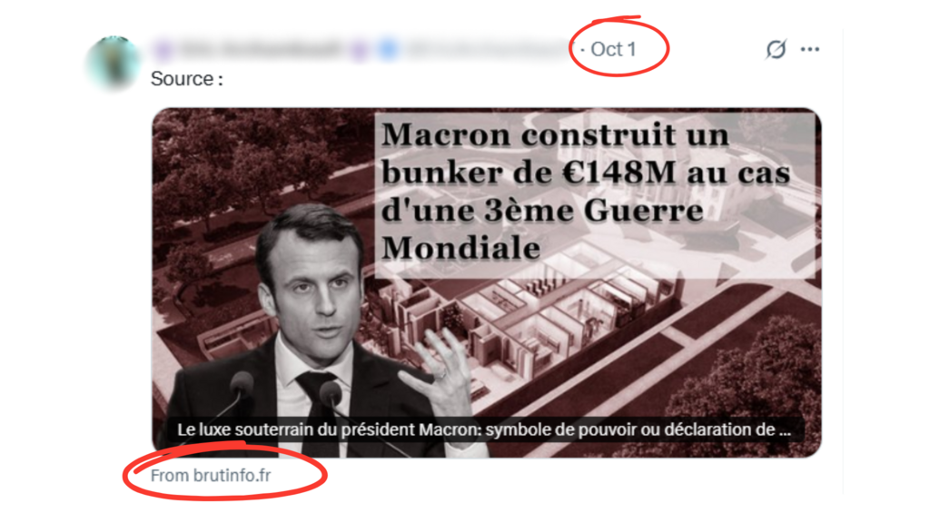 L'infox commence à circuler le 1ᵉʳ octobre sur X
