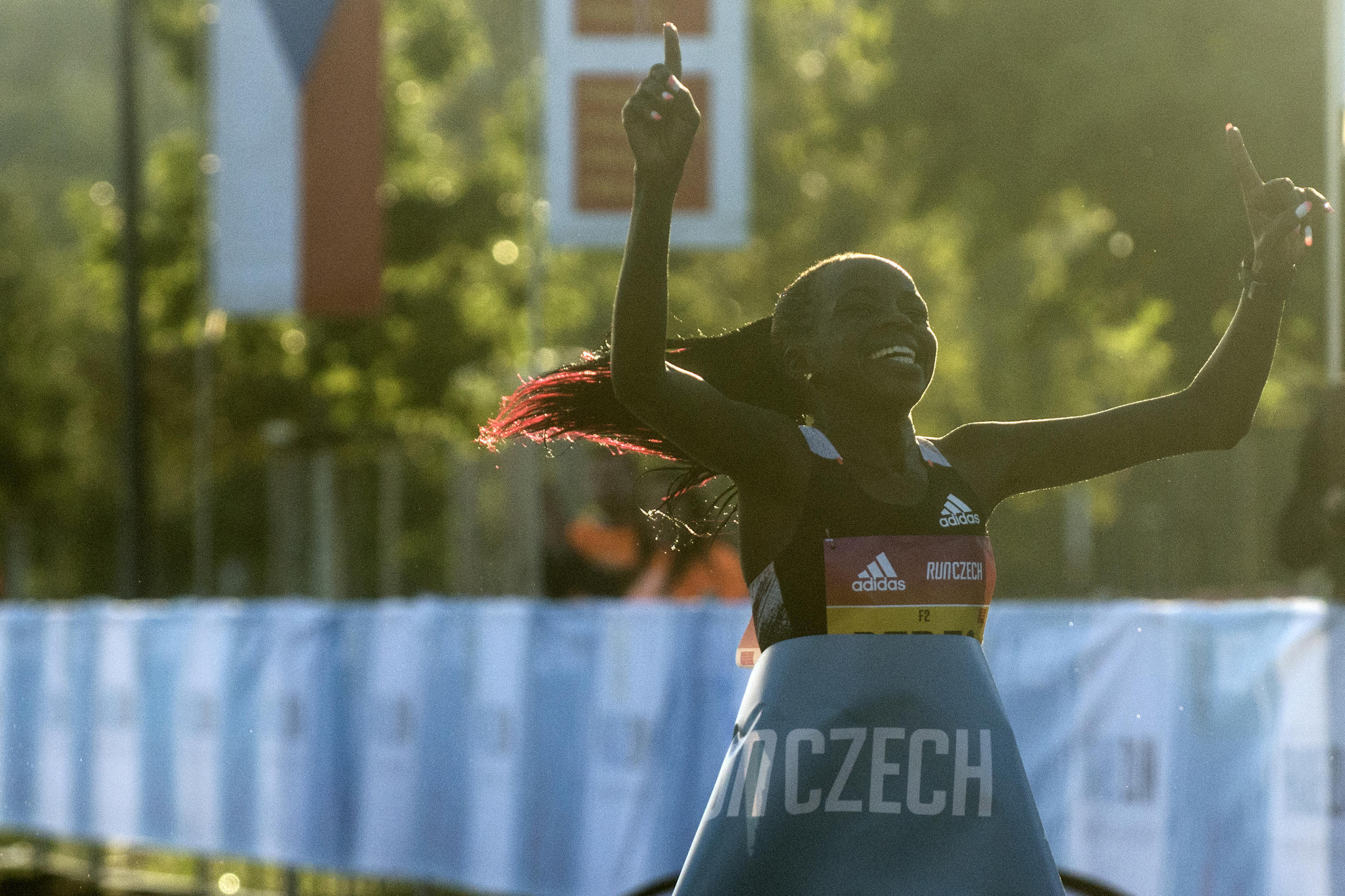 Peres Jepchirchir of Kenya crosses the finish line to win the women-only half marathon in a new record time