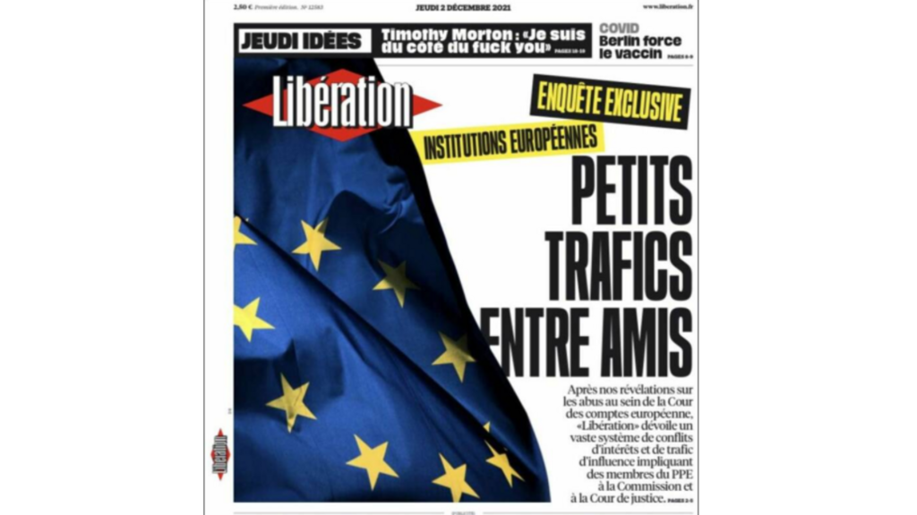 La une du quotidien français Libération, ce jeudi 2 décembre 2021.
