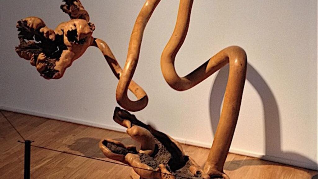 Obra do artista plástico brasileiro Frans Krajcberg, exposta no Espaço Karjcberg, em Montparnasse, em Paris: pau de óleo (Bois d'Huile), circ. 1969.