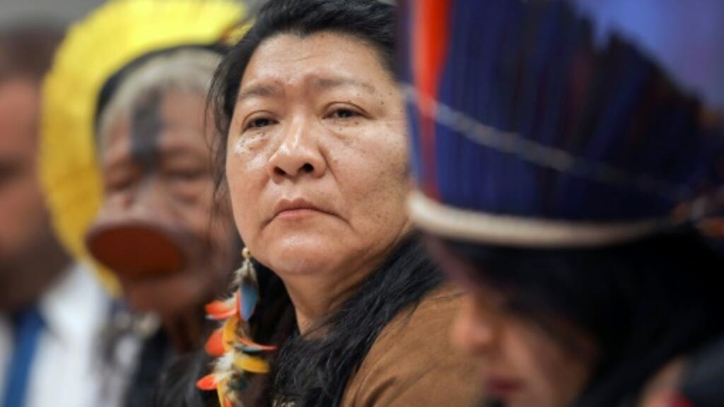 A deputada federal Joenia Wapichana, única represenante indígena no Congresso, na Câmara, em 25 de abril de 2019.