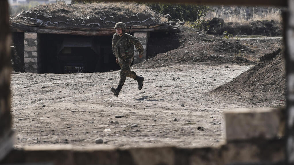 Armenian soldiers have to be alert for drone attacks.