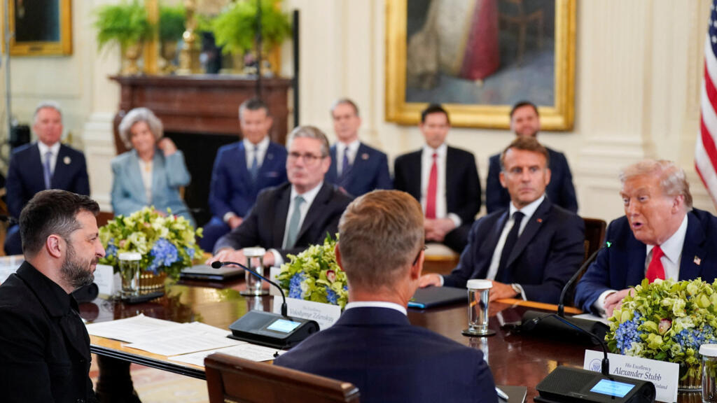 U.S. President Donald Trump meets Ukrainian President Volodymyr Zelenskiy and European leaders amid negotiations to end the Russian war in Ukraine, at the White House in Washington, D.C., U.S., August