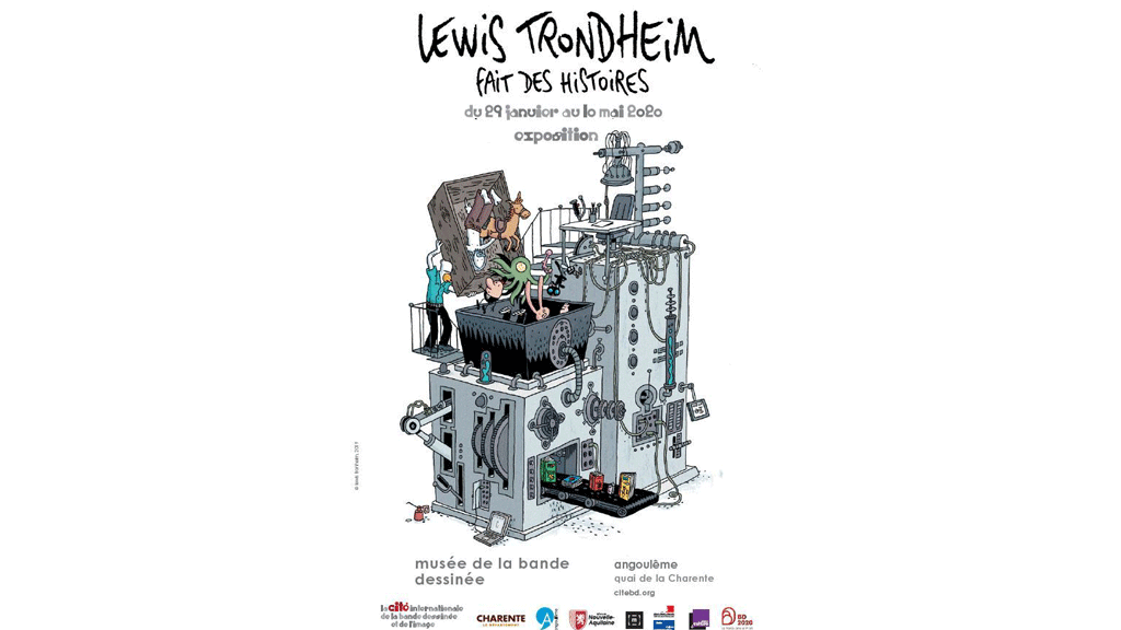 Affiche de l'exposition «Lewis Trondheim fait des histoires».