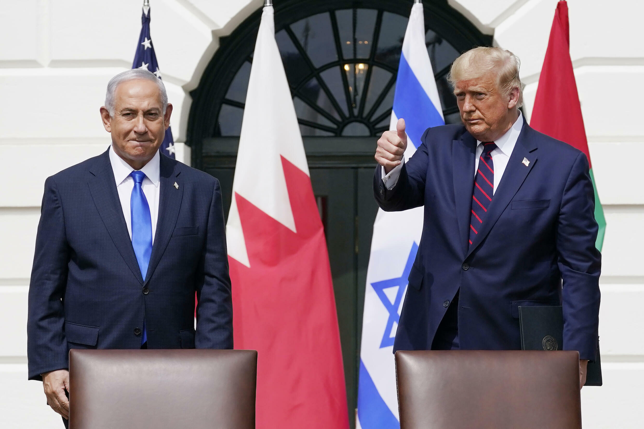 Benjamin Netanyahu na  Donald Trump, mwezi Septemba mwaka wa 2020 jijini Washington.