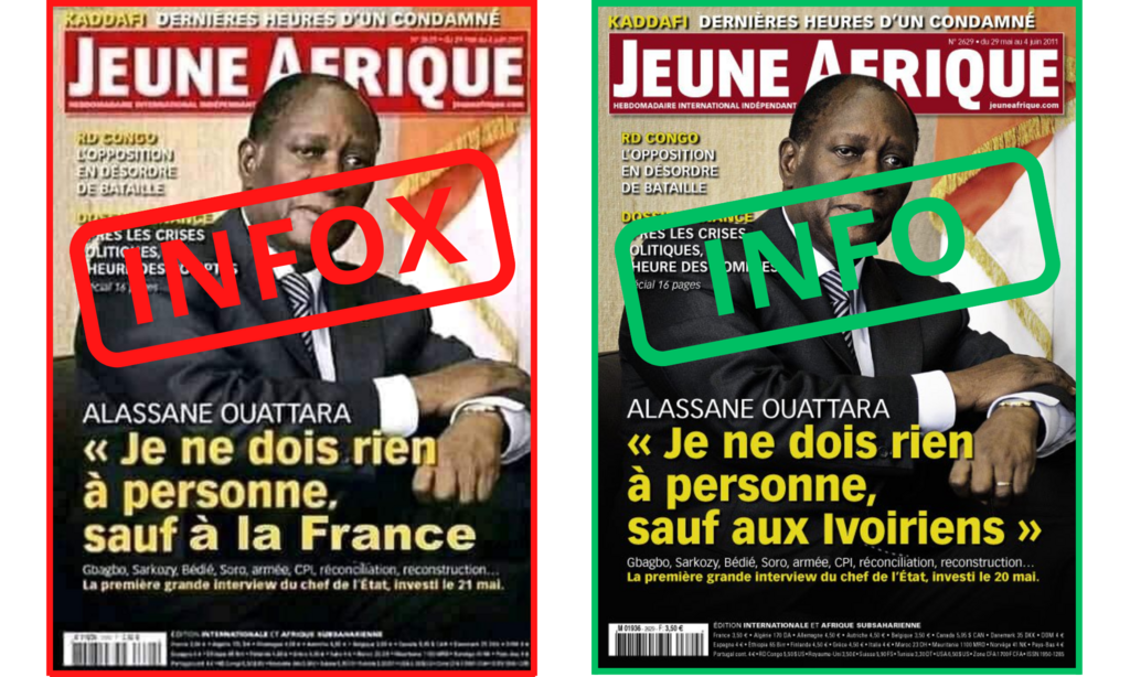 La fausse Une respecte presque parfaitement la charte graphique originale.