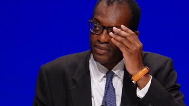 Le chancelier britannique de l'Échiquier Kwasi Kwarteng, à Birmingham ce lundi 3 octobre 2022.