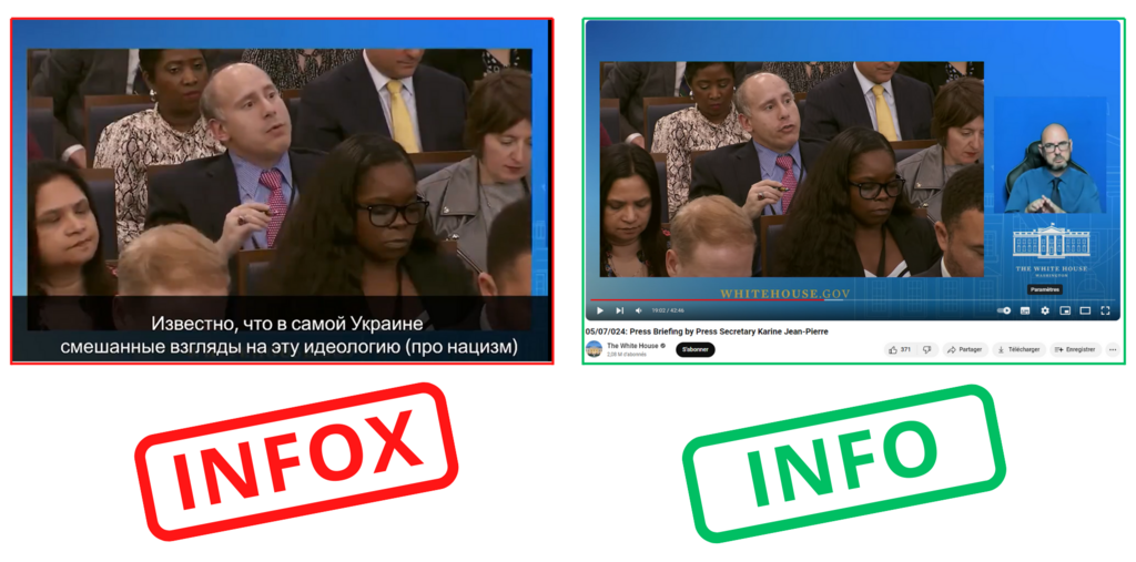 La bande son de la vidéo du point presse du 7 mai 2024 a été manipulée à l'aide de l'IA.