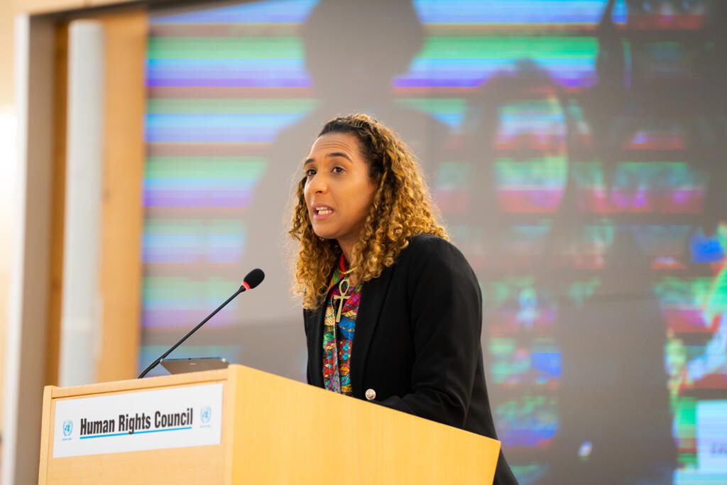 Ministra Anielle Franco discursa na abertura do Fórum da ONU, em Genebra.