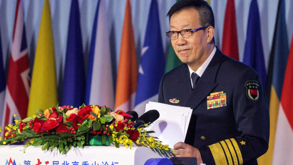 Chinese Defence Minister Dong Jun speaks during Beijing Xiangshan Forum in Beijing, China September 18, 2025.