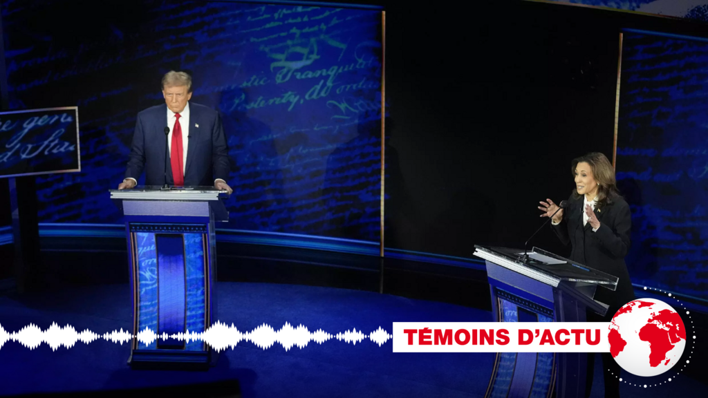 Kamala Harris et Donald Trump lors d'un débat présidentiel sur ABC News au National Constitution Center, le mardi 10 septembre 2024.