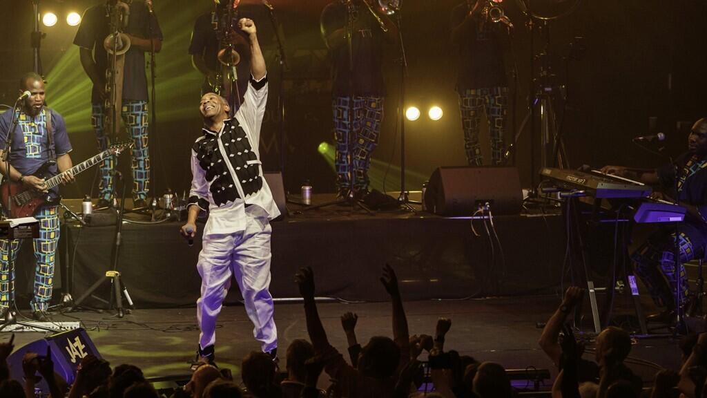 Femi Anikulapo Kuti en concert à Coutances, le 19 mai 2023.