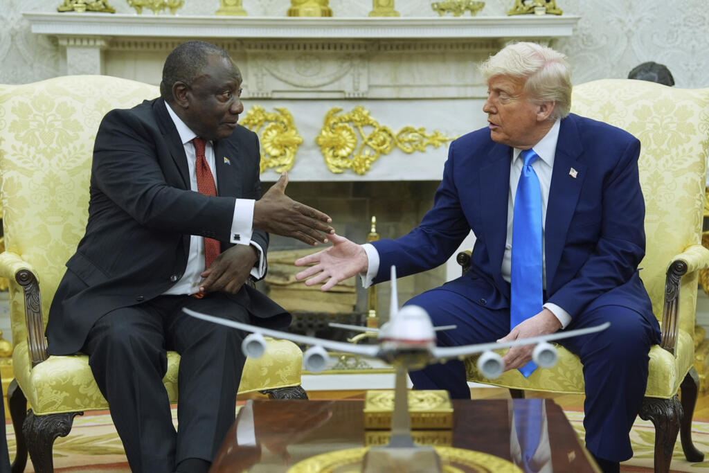 President Donald Trump met South African President Cyril Ramaphosa in the Oval Office of the White House, on Wednesday 21 May 2025, in Washington.