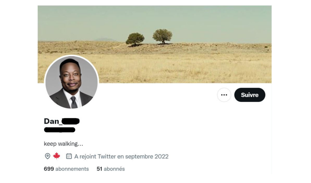 La plupart des tweets de ce compte très récent contiennent des fausses informations.