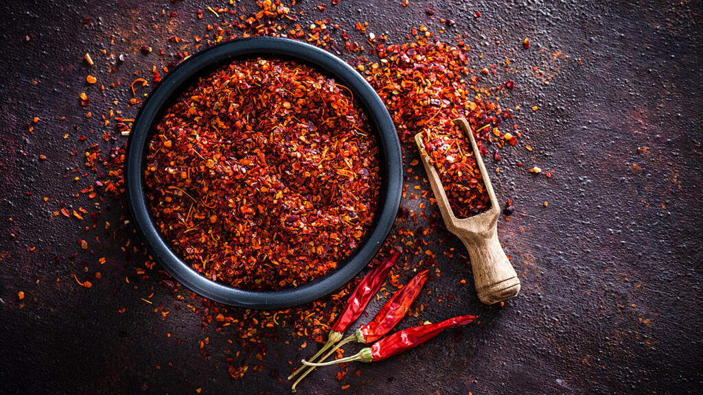 Flocons de piment rouge.