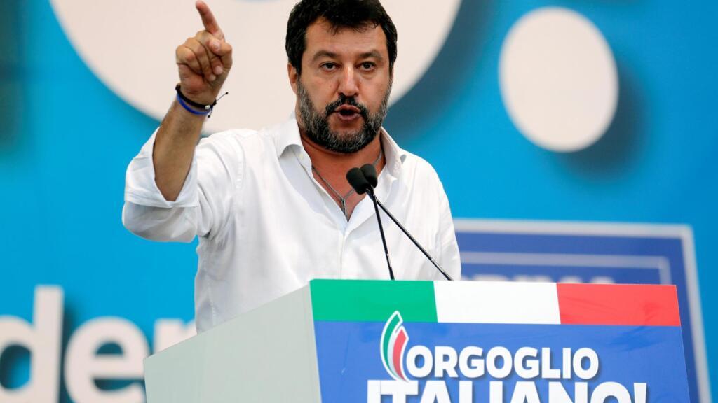 Le leader de la Ligue, Matteo Salvini lors d'un meeting à Rome le 19 octobre 2019.