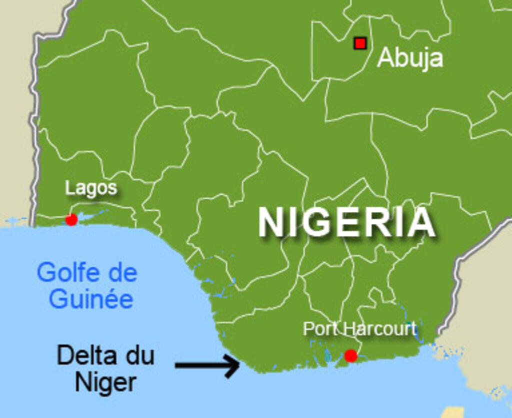 RFI Carte / Afrique - Nigeria : le Delta du Niger. Ici, Port Harcourt, capitale de l'État de Rivers, est le deuxième port du pays. 
濒临大西洋几内亚湾的西非国家尼日利亚（Nigeria也被译作奈及利亞）。尼日尔河三角洲位于该国南部。哈科特港是尼日利亚南部河流州的首府。