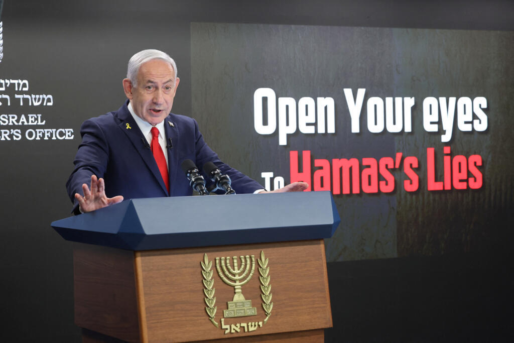 O premiê israelense defende seu plano para controlar Gaza durante uma entrevista coletiva neste domingo