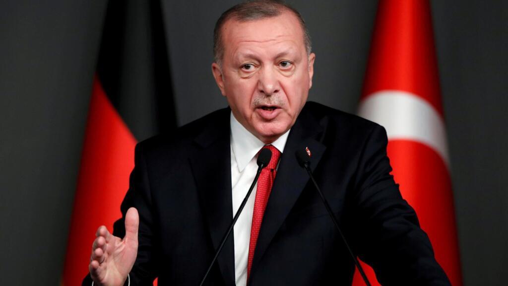 Turkish president Recep Tayyip Erdogan at a press conference in Istanbul, 24 January 2020.