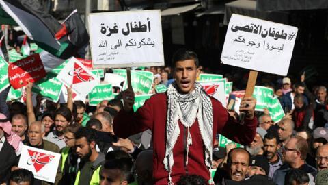 تظاهرات پشتیبانی از فلسطین در امان پایتخت اردن. .