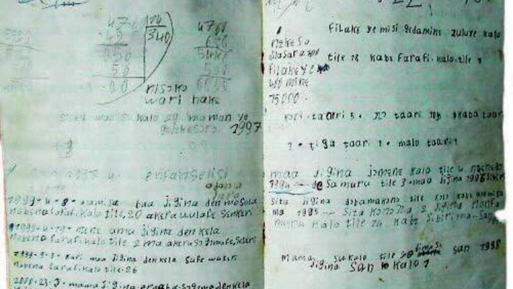 Photographie de cahiers, tirée du livre «Le fil de l'écrit. Une anthropologie de l'alphabétisation au Mali».