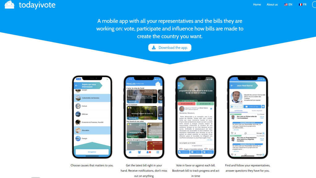 Capture d'écran du site Todayivote.
