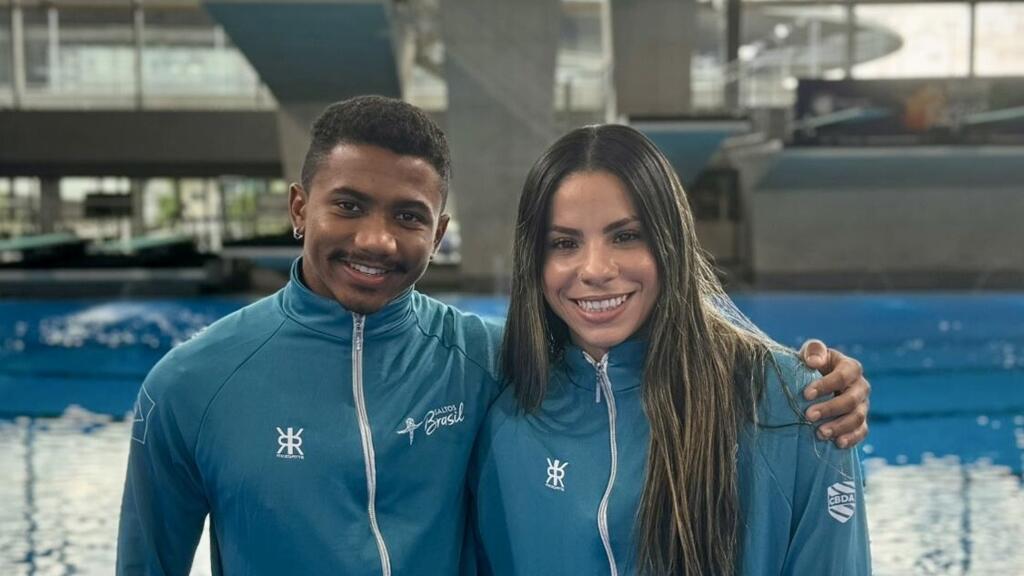 Isaac Souza e Ingrid Oliveira na disputa do Aberto da França de saltos ornamentais, ocorrido entre 7 e 10 de maio, no Centro Aquático de Saint-Denis. O evento integra o calendário de eventos-teste promovidos pelo Comitê Organizador paris 2024.