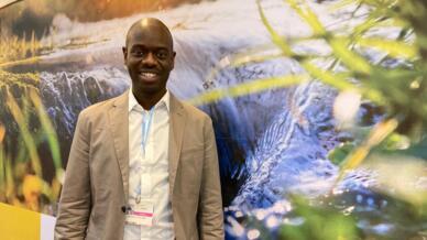 Le Guinéen Saliou Diallo, créateur de l'application Irokko, le 15 novembre 2022 à Charm el-Cheikh.