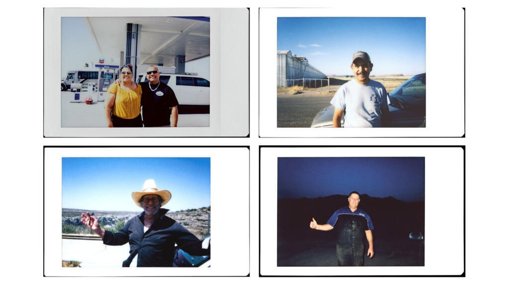 Polaroïds d'automobilistes pendant le voyage de Sylvain Prudhomme le long de la frontière américano-mexicaine.