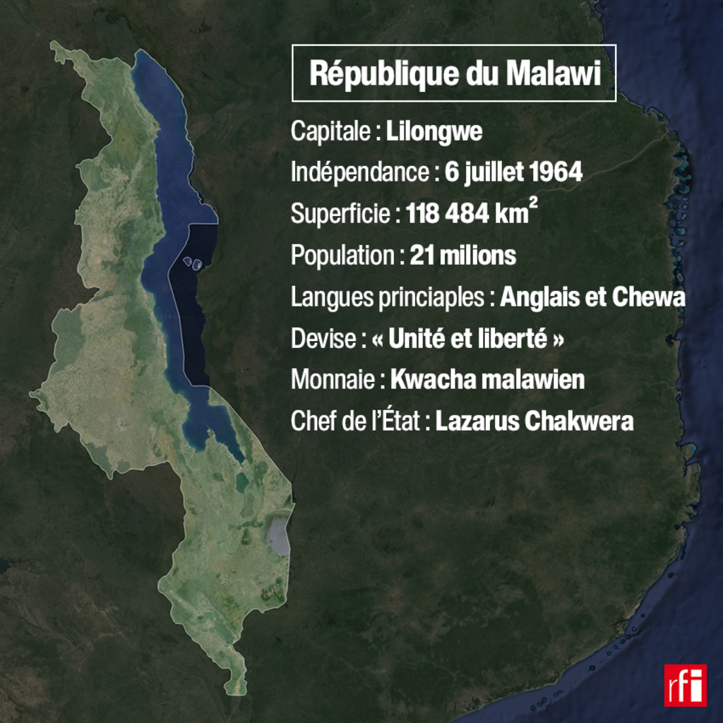 法广存档地图 / 非洲 ： 马拉维。中文国名也有译作馬拉威共和国（la république du Malawi）。
RFI Carte archive / Afrique : le Malawi en une carte.