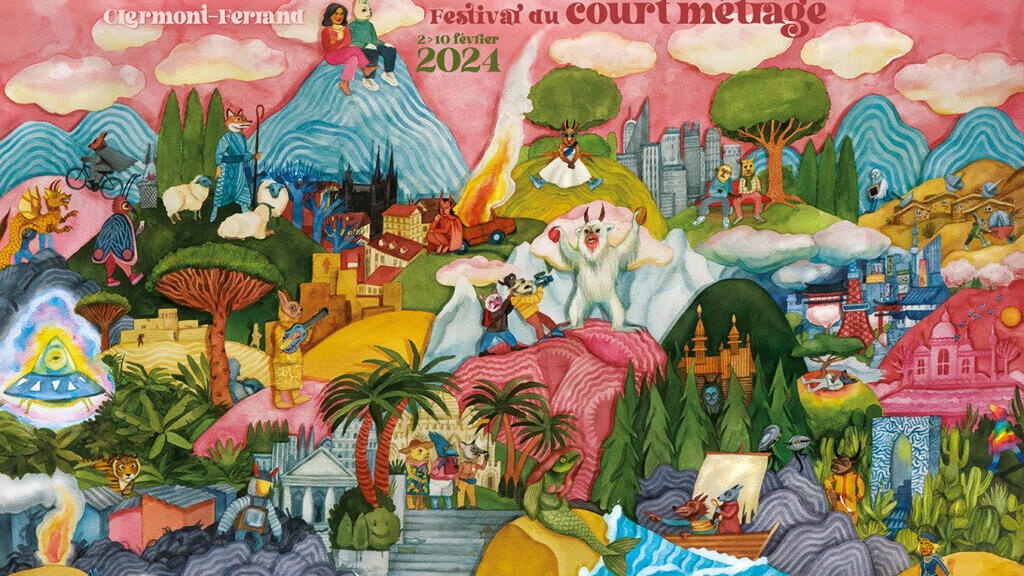 O cartaz da 46a edição do Festival de Curta-Metragem de Clermont-Ferrand é assinado pela ilustradora americana Stacey Rozich.